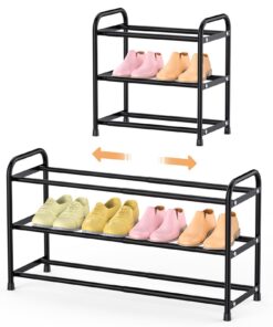 Esonstyle Platzsparendes Schuhregal mit 3 Ebenen, Für 6-12 Paar Schuhe, Schwarz, ideal für Kleiderschrank, Eingang und G