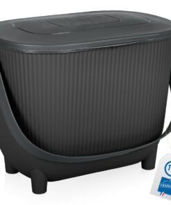 Premium Komposteimer 10L Küche mit Aktivkohlefilter Schwarz