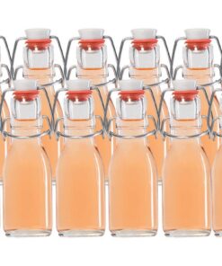 Vitrea Bügelflaschen 10er Set 100ml Glas mit Etiketten & Bügelverschluss zum Selbstbefüllen