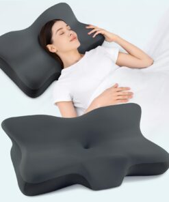Stuhlkissen Memory Foam, Ergonomisches Stützendes Kissen, Seiten-, Rücken- und Bauchschläfer geeignet, Dunkelgrau | Ant