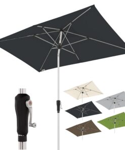Doppler Sonnenschirm für den Garten SL-AZ Auto Tilt UV-Schutz 80+ Kurbelschirm Aluminium Regelbar 220x140 cm Regenabweis