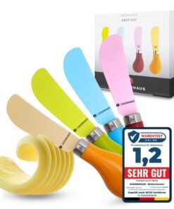 Zassenhaus 71559 Buttermesser Set, 4 Teilig, Farbenfroh für Küche, ideal zum Backen und Schneiden, 13 cm
