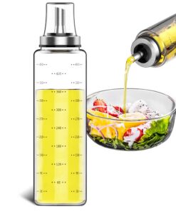 GeeRic Ölflasche Glas 500ml Großer Olivenöl Spender für Küche und Grill Menage Edelstahl Ausgießer