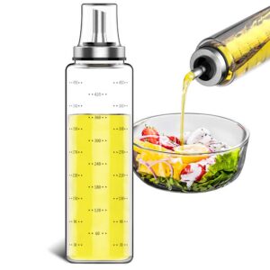 GeeRic Ölflasche Glas 500ml Großer Olivenöl Spender für Küche und Grill Menage Edelstahl Ausgießer