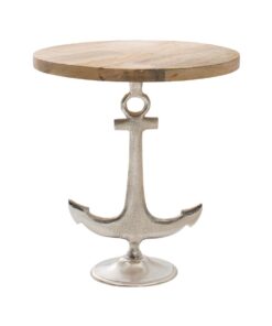 Riess Ambiente Maritim Design Beistelltisch 50cm Seven SEAS | Massivholz Mangoholzplatte Wohnzimmertisch