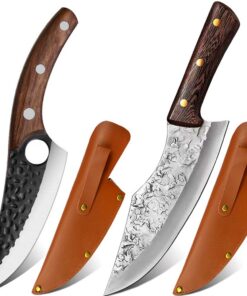 2 Stücke Handgeschmiedete Kochmesser, Japanisches Scharf Messer für Zuhause - Perfekt zum Schneiden (2 Stücke)