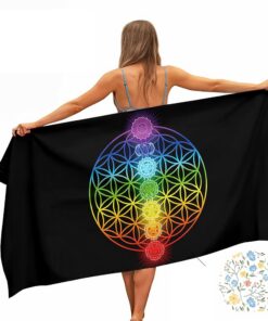 Ulticool Schnelltrocknendes Badetuch – Mikrofaser Chakra Heilung – für Fitness Reisen Yoga – doppelseitiger Druck – 160