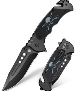 NedFoss GRIZZLY 3 IN 1 Taschenmesser, Outdoor Rescue Messer mit Glasschneiderei und Gurtschneider, Klappmesser für Unfal