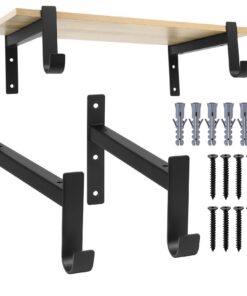 2 Stk Schwarz Winkel Metall Regalhalterungen für Schwerlast, 90 Grad Wandmontage (253mm/10 Zoll) 2 Stk Winkel Regalhal