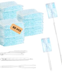 60 Stück Staubmagnet Nachfüllpack für Swiffer, perfectioniert für Zimmerreinigung und Büro, praktische Grifftaste und st