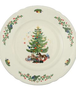 Seltmann Marieluise Elfenbein Weihnachten Traditional Porzellan Speiseteller, 27cm Durchmesser,Grün