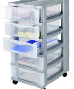 Spetebo Schubladenschrank mit 5 Schubladen und Rollen - preiswert für Büro und Arbeitszimmer - 66 x 40 cm - Bürocontaine