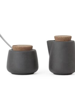 Viva Nicola Porzellan Sahnekännchen und Zuckerdose 7oz - Kaffee- und Tee-Servier-set für die Kaffeebar mit Korkdeckel un