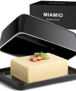 MIAMIO - Butterdose Keramik mit Deckel für Hausfrauen zum Schützen von Buttern mit Spülmaschinenfestigkeit - 250g Butter