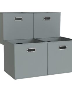 ATHLON TOOLS Faltboxen zur Organisation - Grau - 4x 33L verstärkt, je 2 Griffe, Oxford-Material, Hochwertige Aufbewahrun