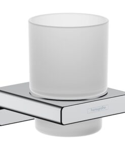 Hansgrohe AddStoris Zahnputzbecher - Wandmontage, verdeckte Befestigung, Badezimmer Zubehör, Chrom 41749000 | Hansgrohe