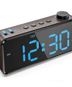 ANJANK Digitaler Radiowecker - 0-100% Dimmbare Beleuchtung + Großes Display + USB-Ladegerät für Paare