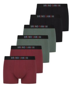 Bruno Banani Herren Shorts Row - 6er Set - Baumwoll-Briefbunds-Hose ohne Eingriff - Memory Effekt