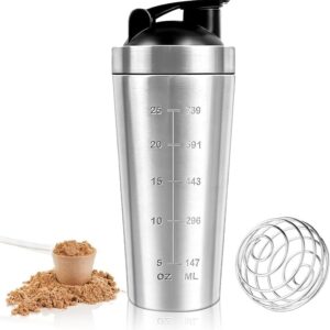 Rppiup BlenderBottle - Protein Shaker Edelstahl 750 ml BPA frei für Laufen und Fitness