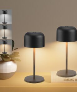 Klighten Wiederaufladbare LED Akku Tischlampe, Warmweiß/Natürliches Licht/Kühles Licht, Schwarz, 2 Stück Dimmbar, Outdoo