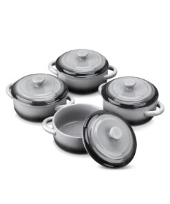 LOVECASA 380 ml Souffle Förmchen aus Steinzeug für Mini Aublànne backen, ideale Größe für 1 bis 2 Personen, backfest, 4