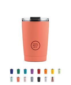 Cool Bottles Thermobecher aus Edelstahl - Pastel Coral - 10 Stunden Kalte Getränke - 5 Stunden heiße Getränke - Fleckabw