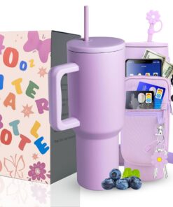 Orchid 40 oz Tumbler mit Griff und Strohhalm & 6PCS Tassenzubehör - vakuumisolierte Edelstahl-Doppelwand-Wasserflasche R
