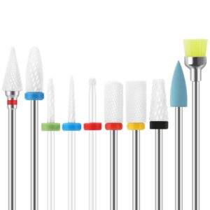 -professioneller Nagelfrässer Aufsätze SPTHTHHPY 10 Stück Keramik Fräser Bits für Gelnägel Entfernen Gel Acryl Nagelhaut