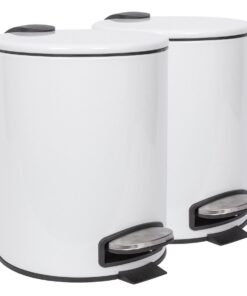 Harbour Housewares 2x 5L Edelstahl Treteimer Weiß Schwingdeckel Klein Schlank
