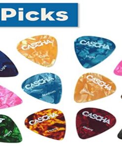 CASCHA Hochwertige Guitar Picks - Plektrum für Akustik- und E-Gitarre - 48er Set in 3 verschiedenen Stärken - abriebfest