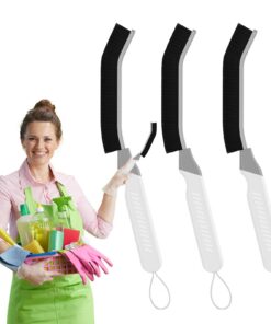 Fugenbürste Silikon Schmales Design für Ritzen (3, Weiß) | Rutschfester Griff Fugenbürste für Bad & Fliesen (3, Weiß) |