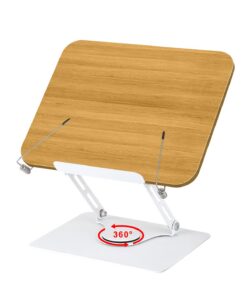 Zolele Verstellbarer Leseständer Holz 360° Drehbar für Büro Küche Schule (02) Zolele Tragbarer Leseständer Holz Verste