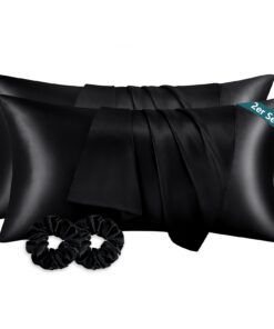RUIKASI Satin Kissenbezug 40 x 80 - seidig wie Seide, für Haar und Haut, Schwarz OEKO-TEX STANDARD 100 RUIKASI Satin Ki