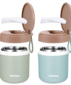 Edelstahl Thermobecher für Kinder 430ml Warmhaltebehälter Grüne und Blaue Müslibecher to Go