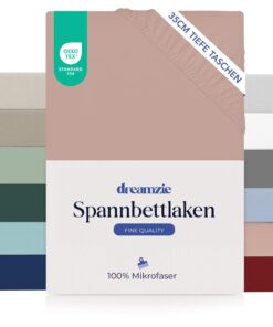 Dreamzie Spannbettlaken Hell-Pink - Oeko TEX Schadstoffgeprüft - 200x200cm - Gummizug - OEKO-TEX STANDARD 100