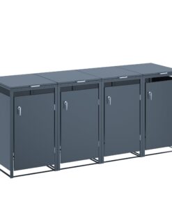 JOMO 4-Er Mülltonnenbox Anthrazit - Wetterfest & Belüftet für 120L & 240L - Stabile Müllcontainer für Garten & Ausfallwe