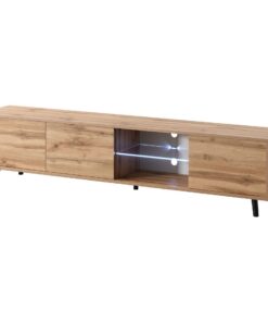 Selsey Galhad - TV-Wohnzimmertisch Wotan Eiche Matt Weißer LED Leuchtkreis 175cm Breit