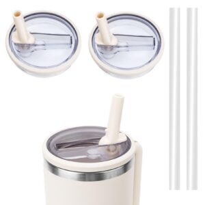 WALLFID Auslaufsichere 40oz Becher Deckel Kompatibel mit Stanley Reinigungsfreundlich 2pcs Cremeweiß