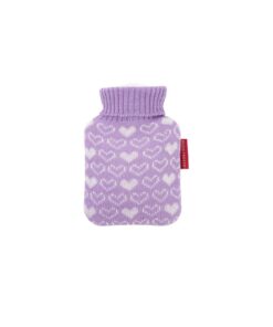 Hugo Frosch Mini-Wärmflasche - Auslaufsicher und geruchsneutral für das Herzen - 0,2l - Lila Strickbezug - Made in Germa