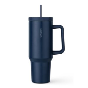 Vinsun Thermobecher 1200ml - Heiß & Kaltgetränke doppelwandig isoliert - Edelstahl - Ideal für Office und Outdoor - Stro