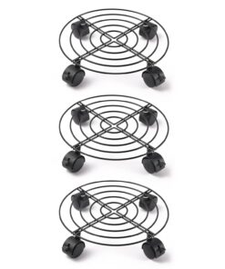 3 Stück Pflanzenroller Rund Metall Für Haus und Garten Tragkraft 40 kg (jeweils mit 2 Bremsrädern)