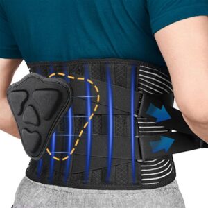 Rückenstützgürtel mit 6 Streben für Herren und Damen, Atmungsaktive Rückenbandage mit 3D Lendenpolster, Rückengurt zur L