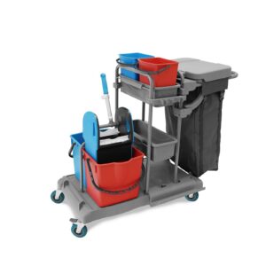 Hypafol Profi Putzwagen 100l Leinensack praktisch Reinigungswagen I stabil Mopp-Presse Besen-Lappen Halterung I 2 x 18l