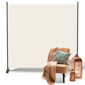 Ansobea Paravent Raumteiler auf Rollen Beige, Büros und Balkon Sichtschutz, Einfache Installierung 187x181x30cm
