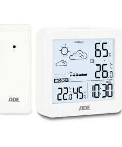 ADE Digitale Wetterstation Funk mit Außensensor | Innen- und Außentemperatur | Luftfeuchtigkeit | Wecker inkl. Batterien
