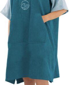 normani Bio-Baumwolle Badeponcho für Herren Damen - Strand Surfer Umziehhilfe Dunkelblau 174-199 cm