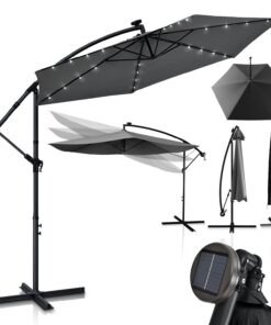 Juskys Ampelschirm Brazil 350 cm UV-Schutz Sonnenschirm - wasserabweisend knickbar - Marktschirm | Juskys Ampelschirm B