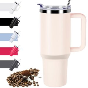 DUNSOO 40oz Thermobecher (Pink) für Heiß- und Kälte Getränke mit Deckel und Strohhalm