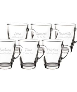 LUXENTU Glasbecher mit personalisierter Gravur, Kaffeebecher 300 ml, Klassische Becher für Kaffee, Tee und Glühwein, Ind