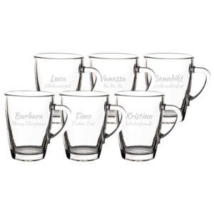 LUXENTU Glasbecher mit personalisierter Gravur, Kaffeebecher 300 ml, Klassische Becher für Kaffee, Tee und Glühwein, Ind